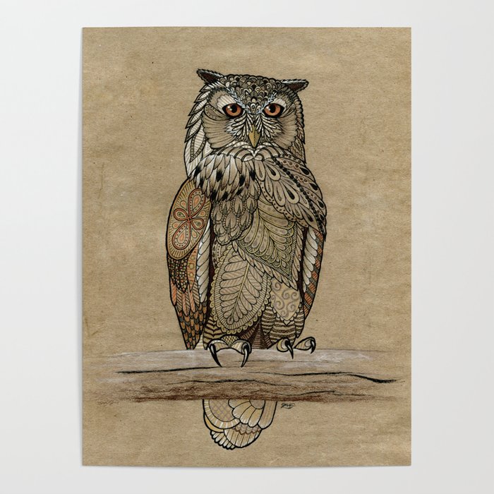 Paper Bag Owl Poster