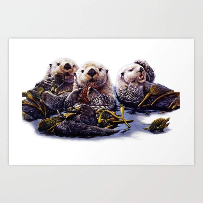 Otter Trio Art Print