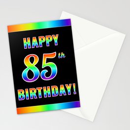 [ Thumbnail: Fun, Colorful, Rainbow Spectrum “HAPPY 85th BIRTHDAY!” Stationery Cards ]