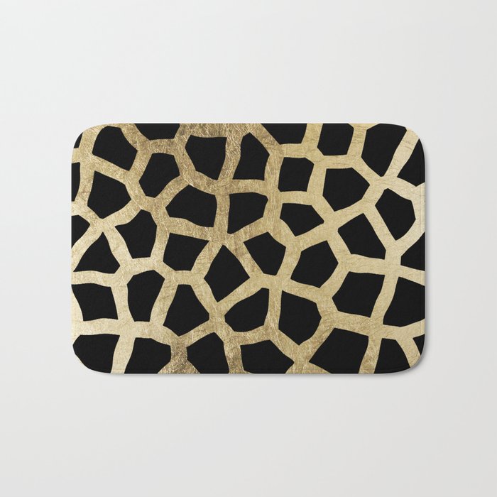 Modern Luxury Black And Gold Foil Animal Print Bath Mat By