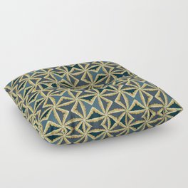 Retro triangular yellow and blue pattern Floor Pillow