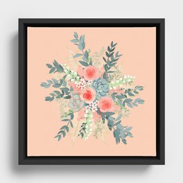 Peach floral Framed Canvas