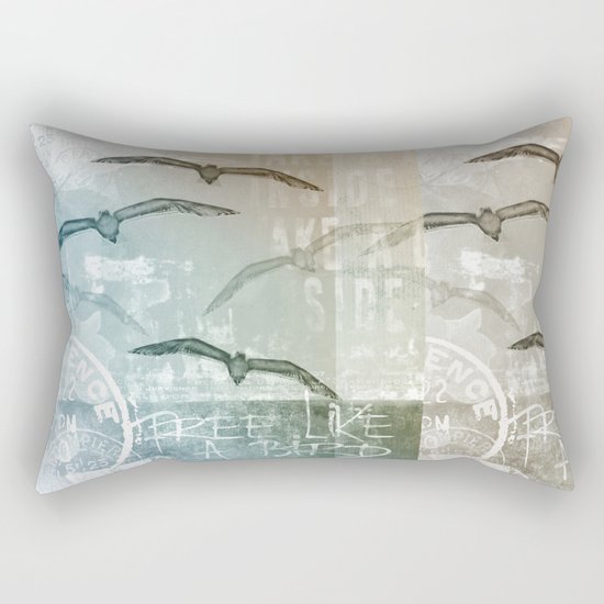 Seagull mixed media artwork Rectangular Pillow
