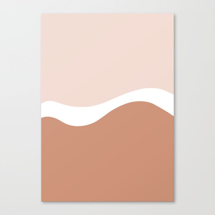 Wavy Minimalist Abstract in Peach and Salmon Canvas Print