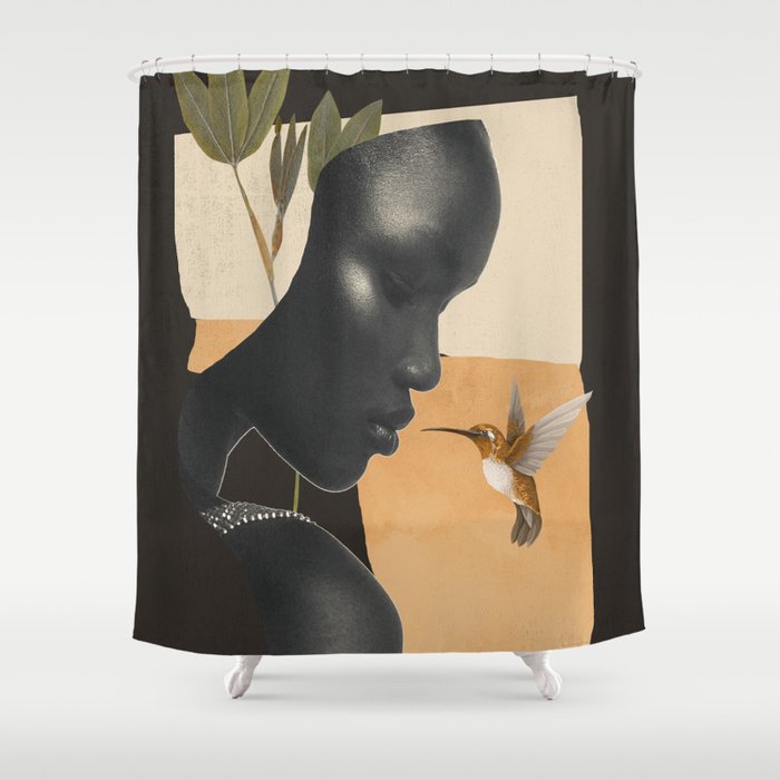 minimal collage /silence 5 Shower Curtain