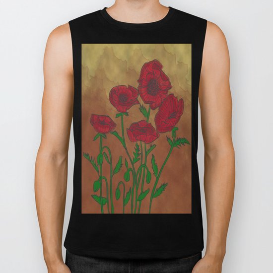 Vintage Poppies Biker Tank