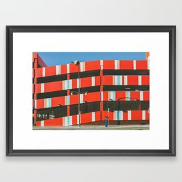 El Cortez Hotel Las Vegas Framed Art Print | Red, Graphic, Urbanart, Minimalism, Graphism, Homedecor, Downtown, Photo, Lines, Turquoise 