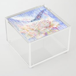 White light ethereal butterfly rose paint sketch Acrylic Box