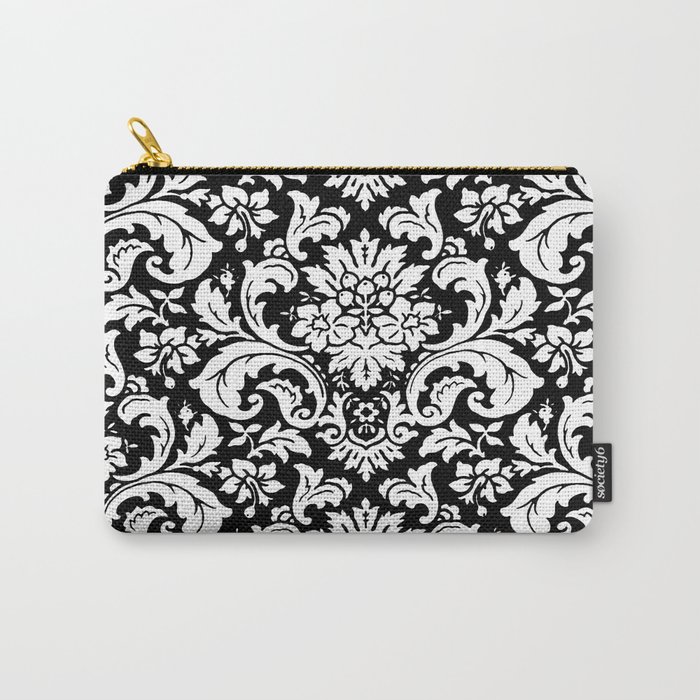 Damask Paisley Black and White Paisley Pattern Vintage Carry-All Pouch