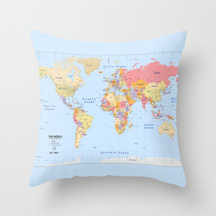 Political Map of The World - I Throw Pillow