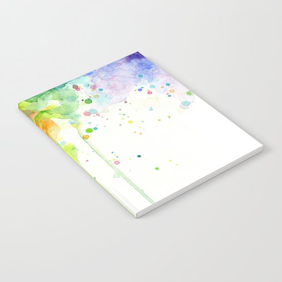 Watercolor Rainbow Splatters Abstract Texture Notebook