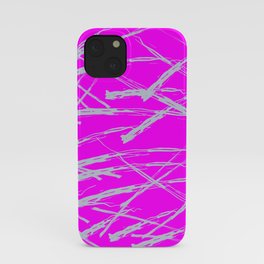 Neon Magenta background with Rough Blue Grey Paint Strokes, Teenage Girl Bedding iPhone Case