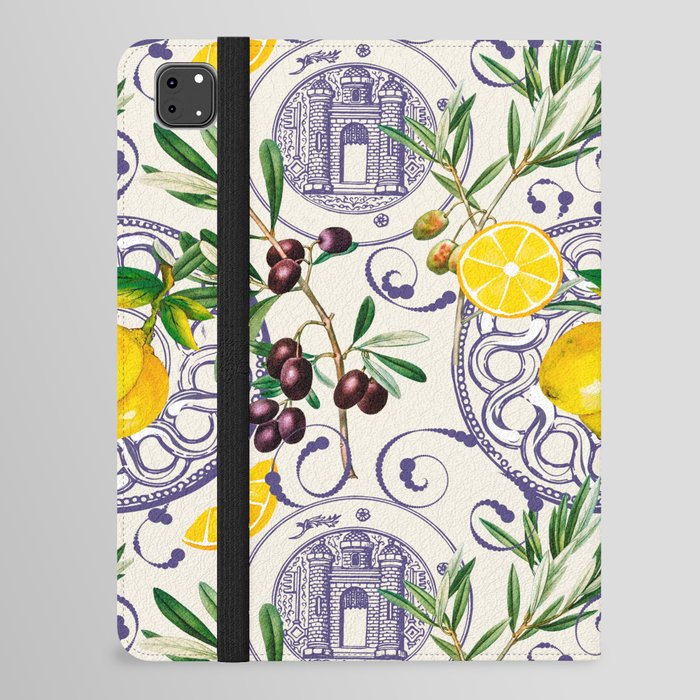 Mediterranean,Tuscan style,lemons,olives pattern  iPad Folio Case
