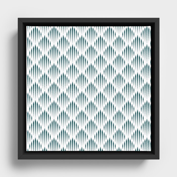 Teal Blue Abstract Pattern Framed Canvas