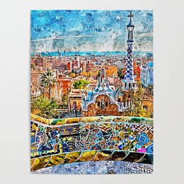 Barcelona, Parc Guell Poster