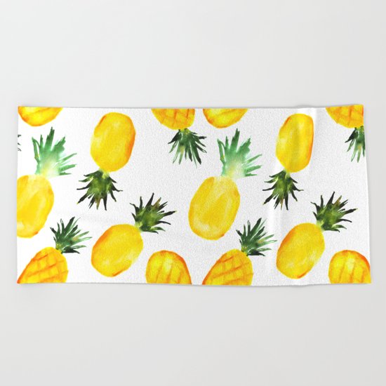 Pineapple vibes || watercolor Beach Towel