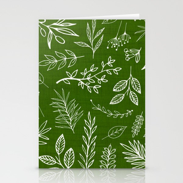 Emerald Forest Botanical Drawing Stationery Cards