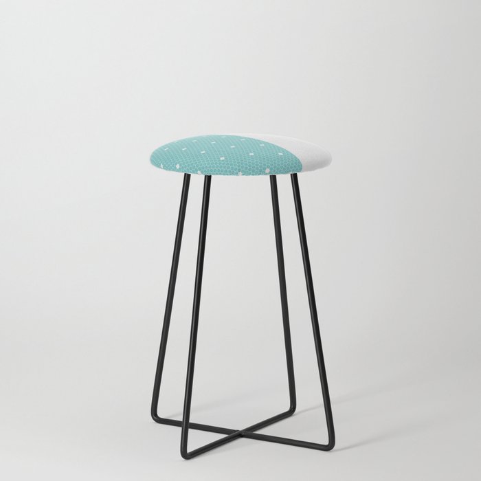 White Polka Dots Lace Vertical Split on Turquoise Counter Stool