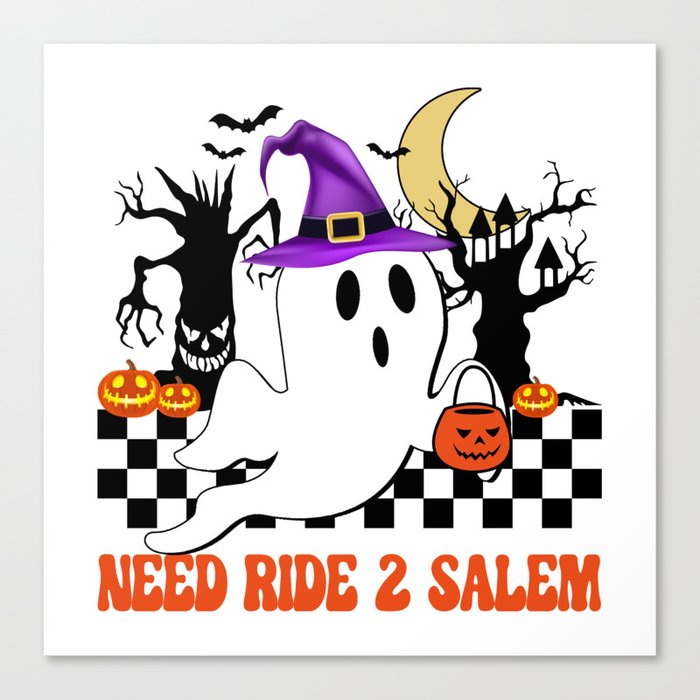 Halloween ghost hitchhiking to salem Canvas Print