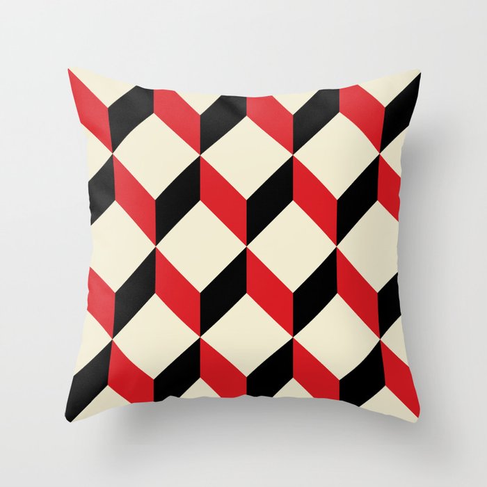 Geometric 3d cube pattern retro design Throw Pillow by ohaniki
