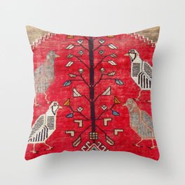 Persian Floral Rug With Several Birds Probably Quail Throw Pillow