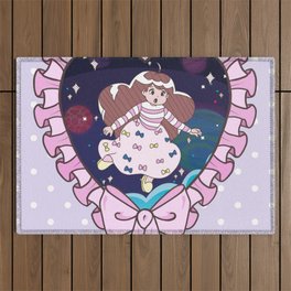 Bee Cute Galaxy In Bow Magical Girl PuppyCat  Outdoor Rug