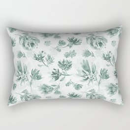 Pine green flowers watercolor pattern over soft green Rectangular Pillow