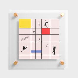 Dancing like Piet Mondrian - Composition with Red, Yellow, and Blue on the light pink background Floating Acrylic Print