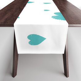 Hand-Drawn Hearts (Teal & White Pattern) Table Runner