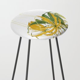 Yellow Lily Line Art Sitting Tiger Counter Stool