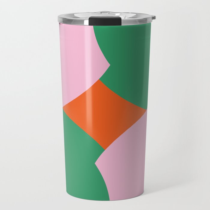 Mid-Century Modern Semi-Circles in Pink and Green Travel Mug