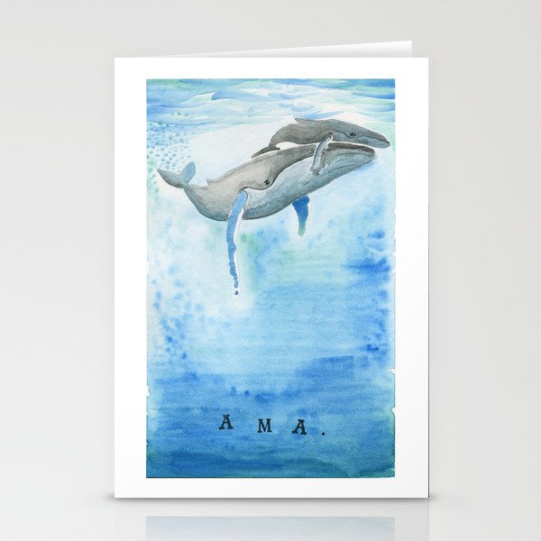 Ama - Whale mom and calf song Stationery Cards