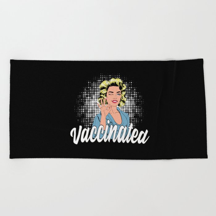 Vaccinated Retro Beach Towel