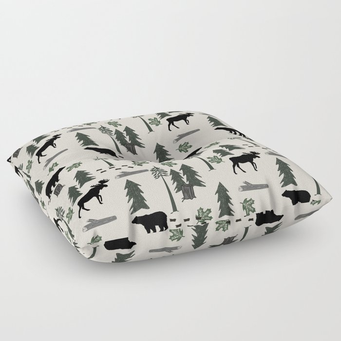 Camping woodland forest nature moose bear pattern nursery gifts Floor Pillow