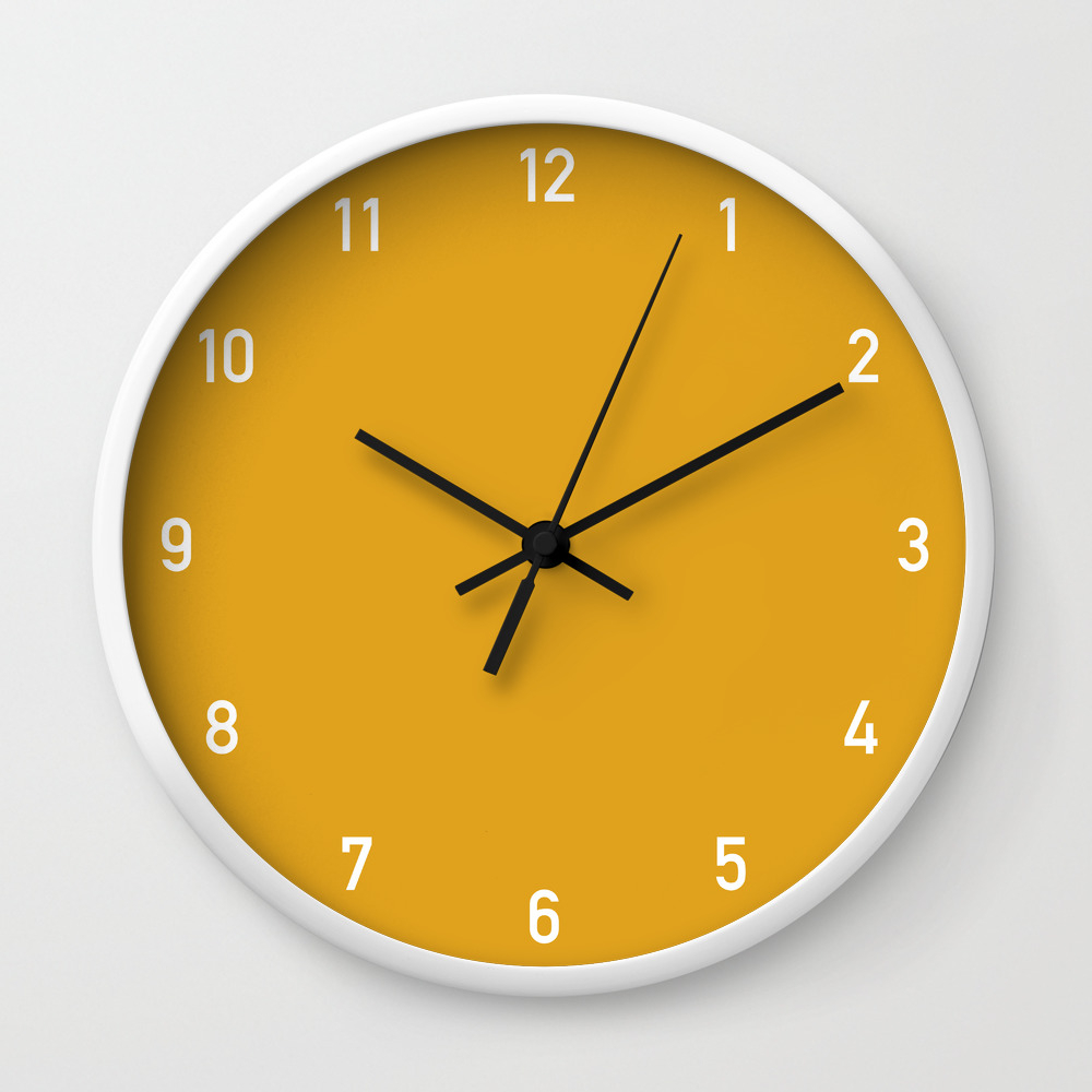 Numbers Clock Mustard Wall Clock By Colorandpatterns Society6