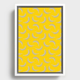 BANANA SMOOTHIE in GRAY AND WARM WHITE ON BRIGHT YELLOW Framed Canvas