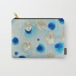 Eggshell Blue and Navy Dots Acrylic Painting Carry-All Pouch