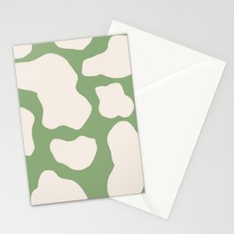 Retro 70s 60s Sage Green Cow Spots Stationery Card