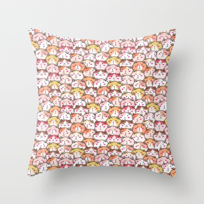 Cute Cat cartoon pattern  Throw Pillow