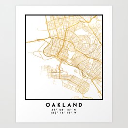 OAKLAND CALIFORNIA CITY STREET MAP ART Art Print