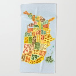 United States of America Map Beach Towel