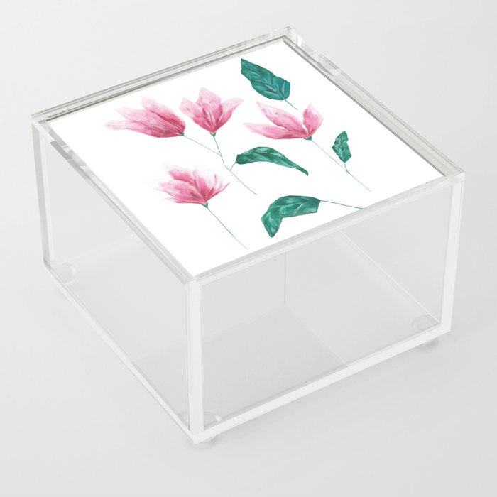 Pink Acrylic Flowers Print Acrylic Box