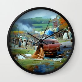 3 days of peace and music Wall Clock | Joecocker, Smoke, Digital, Joanbaez, Vibe, 60S, Abstract, Festival, Peace, Hippie 
