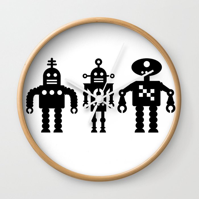 Three Robots by Bruce Gray Wall Clock