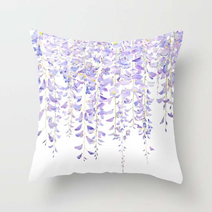 purple wisteria in bloom 2021 Throw Pillow
