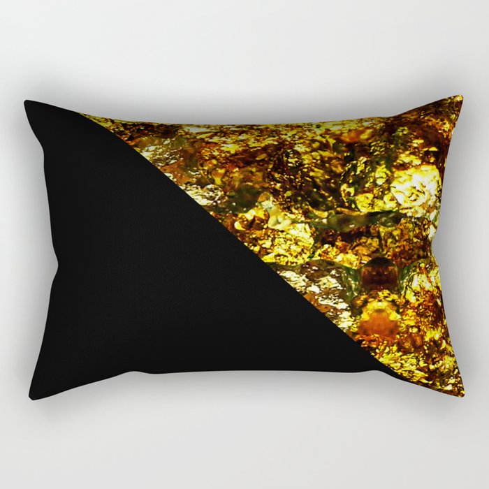 Golden Triangle - Abstract, geometric, Black And Gold Foil Artwork Rectangular Pillow