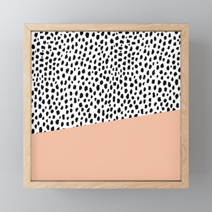 Dalmatian Spots with Peach Stripe Framed Mini Art Print