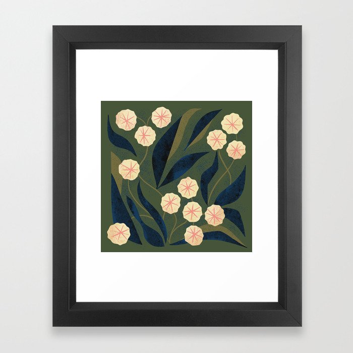 Green Floral Framed Art Print