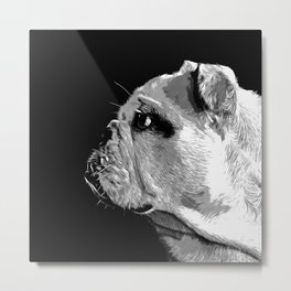 english bulldog dog vector art black white Metal Print