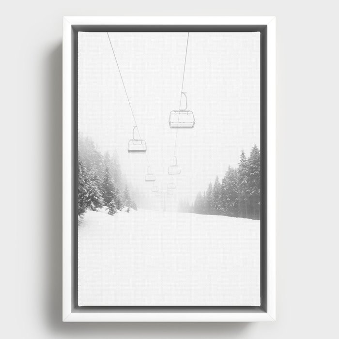 Winter Ski Lift Framed Canvas